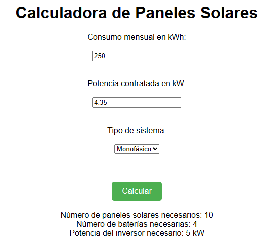 calculadora de paneles solares